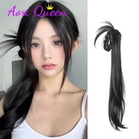 AOSI Synthetic Grabbing Clip Ponytail Wig Gentle Tthousand Gold Braid Weaving Side Ball Head Low Ponytail Wig Braid Ponytail
