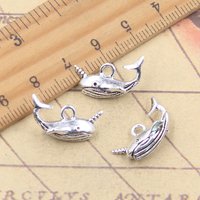 10pcs Charms Sea Whale Oceans Narwhal 10x19x8mm Antique Silver Color Pendants Making DIY Handmade Tibetan Finding Jewelry