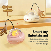 Automatic Interactive Cat Teaser Stick Electric Pet Car Toy With Detachable Feather Bell Laser Pointer For Cats Indoor Play