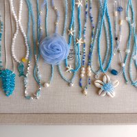 Summer Blue Beaded Shell Pendant Necklace Women Vacation Style Fashion Clavicle Chain Elegant Design Daily Beach Jewelry Gifts