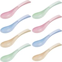 LMETJMA 4Pcs Wheat Straw Spoon Dinner Spoons Portable Cereal Soup Spoon Reusable Multicolor Lightweight Durable Spoon JT93