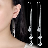 Elegant 925 Sterling Silver Exquisite Triangle Tassel Earrings Fashion Wedding Party Luxury Jewelry Accessories