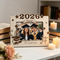 1Pc Class of 2026 Graduation Photo Frame - Wooden Keepsake for 5x3.5 Inch Photos - Freestanding Graduation Gift