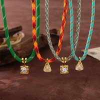 Summer Hot Selling Dopamine Woven Color Rope Zircon Necklace Luxury Personalized Retro style Gold-Plated Color Preservation