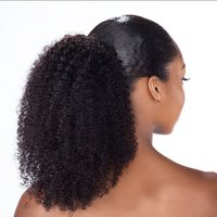 Mongolian 4B 4C Remy Human Hair Extensions 10-24 Inch Clips in Drawstring Afro Kinky Curly Ponytail Extensions
