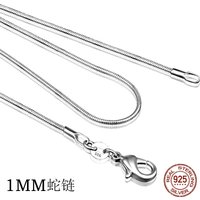 Silver color necklace women, silver fashion jewelry Snake Chain 1mm Necklace 16 18 20 22 24"