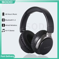 SODO SD1103 Wireless Bluetooth 5.3 Headphones Over-Ear, 48H Playtime HiFi Stereo, Foldable Sports Headset with TF/AUX Support