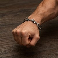 Gothic Bracelet Barbed Wire Chain Bracelets for Men Women Cuban Link Bracelet Adjustable Punk Emo Style Jewelry