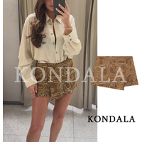 KONDALA Elegant Vintage Embroidered Culottes Women Holiday Casual Shorts Skirts New 2026 Spring Trendy Retro Lady Chic Culottes