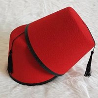 Costume Accessories Round Felt Fez Cap Breathable Red Color Tarboosh Fez Hat Moroccan Hat Ottoman Turkish Tassels Cap Party Hat