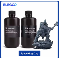 ELEGOO 8K Wasserlösliches Harz 405nm UV-härtend 1000g Space Grey Geruchsarm Hochpräzise für Saturn 2 8K Mars 3 Pro 3D-Drucker