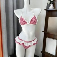 Kawaii Polka Dot Bikini Set Halter Strap Two Piece Swimwear Woman Cute Sweet Style Beach Party Bathing Suit