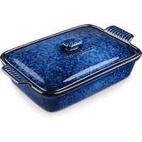 vancasso Starry 3.8/1.9 Quart Blue Casserole Baking Dish large lasagna pan with lid Stoneware casserole with lid Microwave
