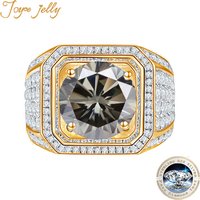 JoyceJelly 1-2CT D Color Moissanite Ring Plated 18K Gold S925 Sterling Silver Jewelry For Men Businessman Size7-12 GRA Certified