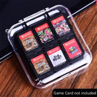 Hard Clear PC Shell Holder Game Card Case Storage 12 Game Cartridges For Nintendo Switch PC Shell Anti-lost Rope