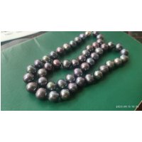 Collier de perles de Tahiti noires rondes naturelles authentiques de 10-11 mm, 18 pouces, 24 pouces
