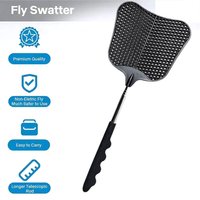 65cm Telescopic Fly Swatters Durable Plastic Heavy Duty Flyswatter With Stainles Black Plastic Anti Slip Design Fly Swatter