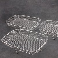 Air Fryer Rack Air Fryer Oven Grill Steamer 3 Layers Dehydrator Stand Stackable Mesh Grill Basket Air Fryer Accessories