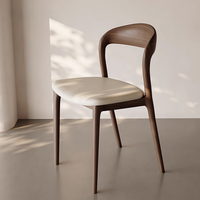 Wooden Wishbone Dining Chair, Leather Upholstered Chair, Indoor Kitchen Balcony Outdoor Leisure Chair, Home Furniture