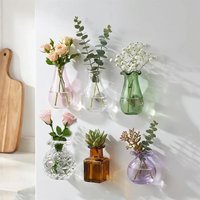 10Pcs Mini Glass Vase Fridge Magnet Magnetic Tiny Bottle Refrigerator Stickers DIY Micro Glass Bottle Decor Small Flower Vase