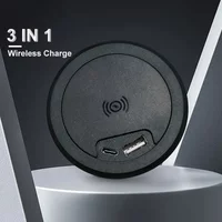 High Quality Black Round Wireless Charging Desk Wireless Headphone Wireless Charging Embedded 10w Desktop Grommet Power