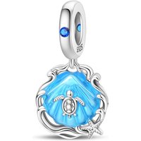 925 Sterling Silver Charms Beads Romantic Wave Sea Turtle Dangle Fit Original Bracelet DIY Women Birthday Jewelry Gift