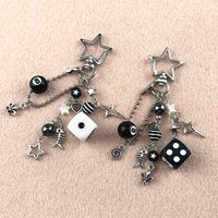Handmade Cluttered Rockstar GF Edgy Black & White Dice Keychains Grunge Jewelry Bag Pendant Emo Y2K