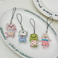 AttireTroveCute Frog Pig Cat Pendant Keychain For Women Simple Design Phone Rope Chain Lovely Animal Bag Car Keyring Young Girls