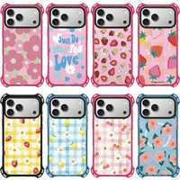 Strawberry Flower Love 4 Corner Magnetic Protective Phone Case Cover for IPhone 13 14 15 16 17 Pro Max Case for IPhone 17Pro