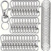 50PCS Swivel Snap Hooks With Key Rings, Premium Metal Swivel Lobster Claw Clasps For keys