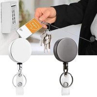 1/3/5pcs Retractable Metal Wire Keychain Pull Badge Reel ID Lanyard Name Tag Card Badge Holder Reels Recoil Chain Clips Key Ring