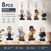 Breaking Bad Acrylic Stand & Keychain 10cm 5.5cm Cute Cartoon Walter Jesse Gus Mike Desk Decor Bag Charm Fans Collectible Gift