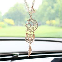 Exquisite Diamond Moon Dream Catcher, Creative Feather Car Hanging Decoration, Car Rearview Mirror, Car Pendant, Interior Decora