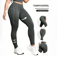 Women Leggings with Pockets Solid Color High Waist Butt Lifting Workout Tights Slim Elastic Pants Casual Wear