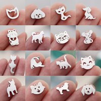 3Pcs/Lot Mini Cute Cat Dog Pet Charms Fit DIY Tassels Bracelets Necklace Stainless Steel Pendant for Jewelry Making Accessories
