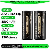 Kuugro ku-55A 26650 5500mAh Lithium Battery 3.7V 5500mAh 26650-55A Rechargeable Battery Suitable for Flashlight 1-20pcs