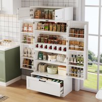 PINGGO 80×40×180cm large, freestanding kitchen storage cabinet , pantry with adjustable shelves, drawers, wine rack