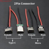 ChengHaoRan 2/5/10/20PCS 2Pin Micro Type C Male Female Jack Welding Wire Male Connector Straight For Mobile Phone Charging Port