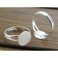 6/8/10/12mm 10pcs Silver Plated Bronze Brass Adjustable Ring Settings Blank/Base,Fit 6-12mm Glass Cabochons,Buttons Ring Bezels