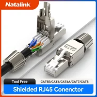Natalink Cat8 Cat7 Cat6a Connectors RJ45 Tool Free Reusable Shielded Ethernet Cable Easy Jack RJ45 Modular Termination Plug