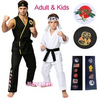 Taekwondo Sportswear Karate Kids Sports Suit Adult Cobra Kai Anime Cosplay Costume Karate Uniform Headband Judo Kimono Clothes