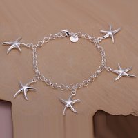 beauty fashion top quality 925 Sterling Silver Jewelry charm stars Bracelets Cute chain for women lady gifts free shipping