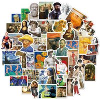 52PCS Van Gogh Oil Painting Art Graffiti Waterproof Stickers Creative Trendy Fridge Car Travel Box Skateboard DecorationStickers