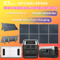 CTOLITY XP1000 UPS Power Station 1800W 1024Wh 320000mAh & SP400 400W Foldable Solar Panel, LiFePO4 Outdoor Emergency Power Suppl