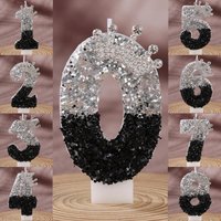 Black Silver Gradient Crown Handmade DIY Digital Candle - Birthday Cake Decoration Party Supplies