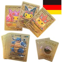 55Pcs Pokemon Golden Plastic Card in Deutsch Cosplay Pikachu Charizard DIY Trading Flash Card Anime Cartoon Gift