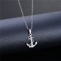 Silver Anchor Pendant Necklace for Men Women, Stainless Steel Nautical Charm Jewelry Gift for Sailor Lovers