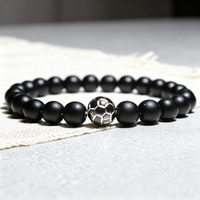 Modern Soccer Bracelet Men Women 3 Colors Available 8mm Onyx Red Howlite Stone Strand Braclet Football Enthusiast Accessories