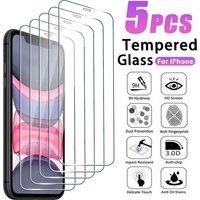 5-1Pcs Tempered Glass Film For iPhone 17 Pro Max 11 12 13 14 15 16 14 15 16 Plus 17 Air 6 7 8 SE 2 X XR XS Max Screen Protector