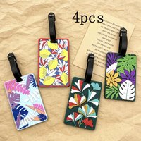 1/2/4Pcs Tropical Plant Silicone Luggage Tag Creative Lemon Leaf Travel Baggage Name Id Label Card Anti-Lost Suitcase Identifier